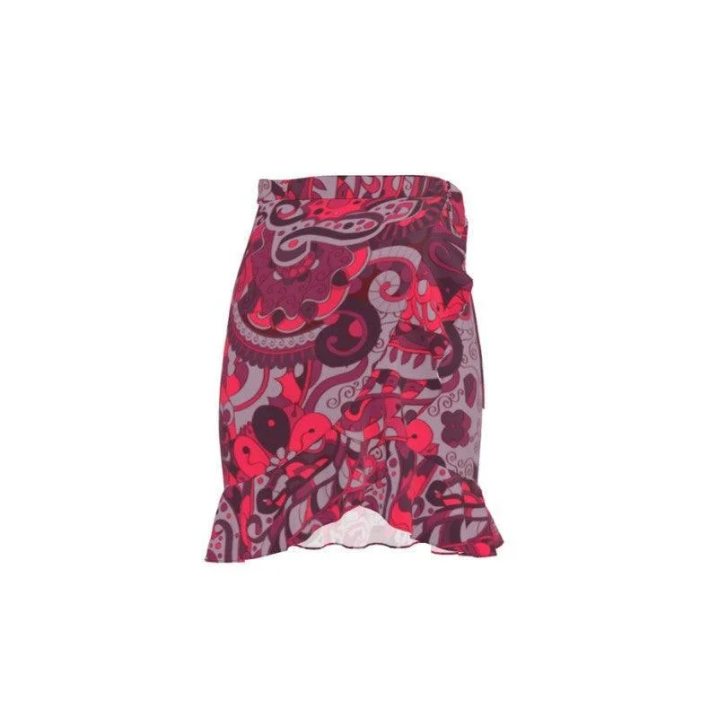 Pena Wrap Mini Flounce Skirt velvet skirt plush
