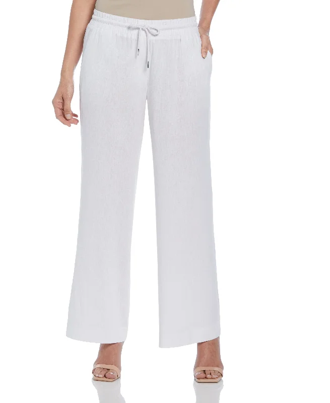 Women's Wide Leg Linen Blend Drawstring Pant Lightweight Linen Pants
