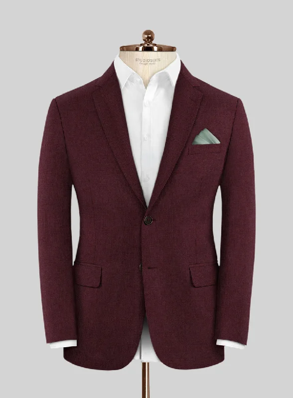 Scabal Cosmopolitan Wine Wool Jacket V-Neck Jacket Boat Neck Jacket Square Neck Jacket