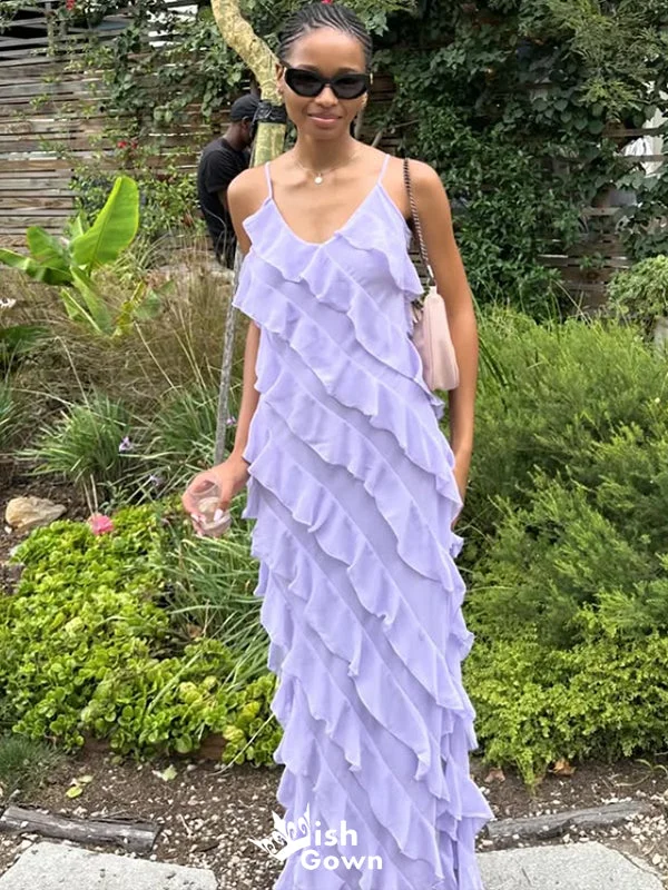 Elegant Lilac Spaghetti Straps Sheath Long Party Dress Prom Dresses, WGP976 Tunics Recommended stylist
