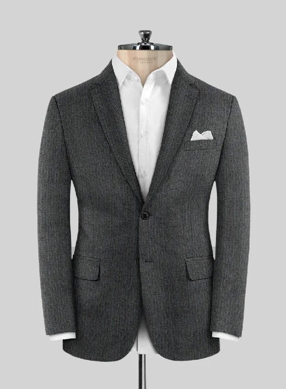 Scabal Nolli Gray Wool Jacket Embroidered Jacket Appliqued Jacket Beaded Jacket