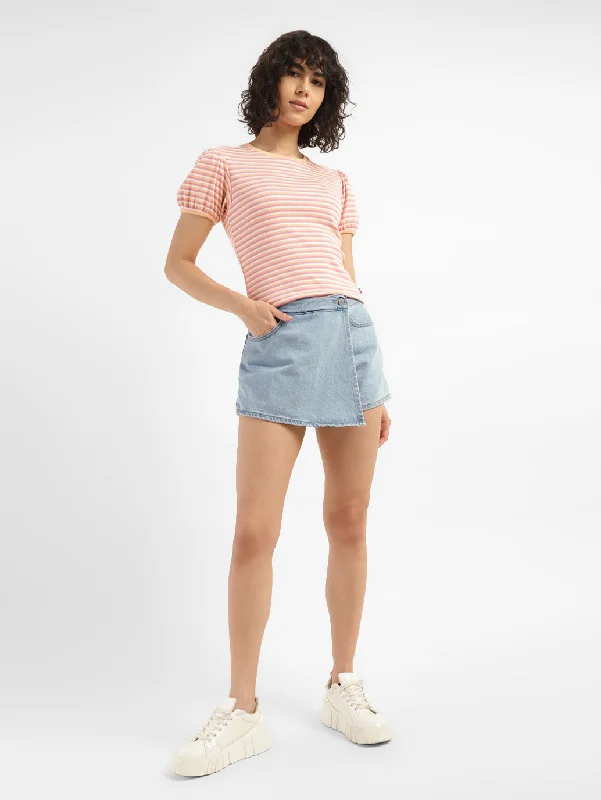 Women's High Rise Blue Regular Fit Skirt denim skirt casual