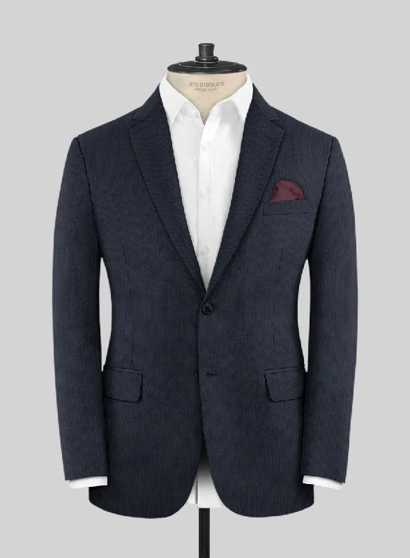 Scabal Londoner Jolge Stripe Blue Wool Jacket Fleece Jacket Down Jacket Parka