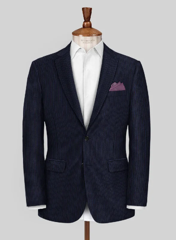 Scabal Londoner Malno Stripe Blue Wool Jacket Belted Jacket Elasticated Jacket Padded Jacket