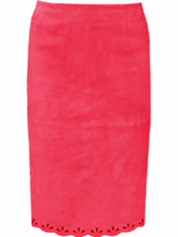 Scully Womens Straight Red Suede Skirt leather skirt bold
