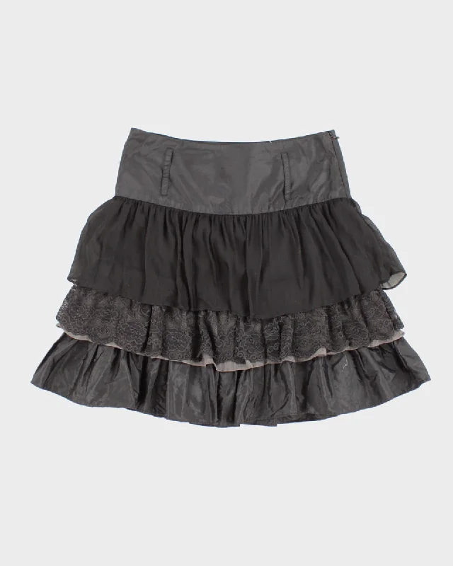 Y2K 00s Smart Set Tiered Lace Detailed Skirt - S wool skirt warm