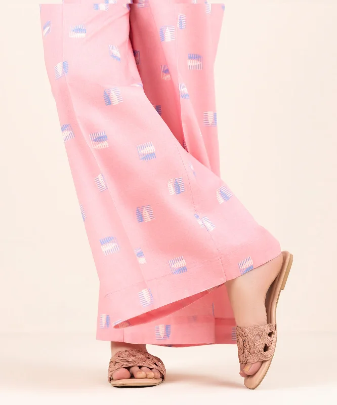 Printed Cambric Flared Pants Fashionable Work Pants