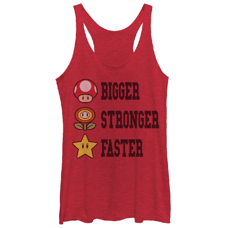 Women's Nintendo Mario Bigger Stronger Faster Racerback Tank Top long tank top