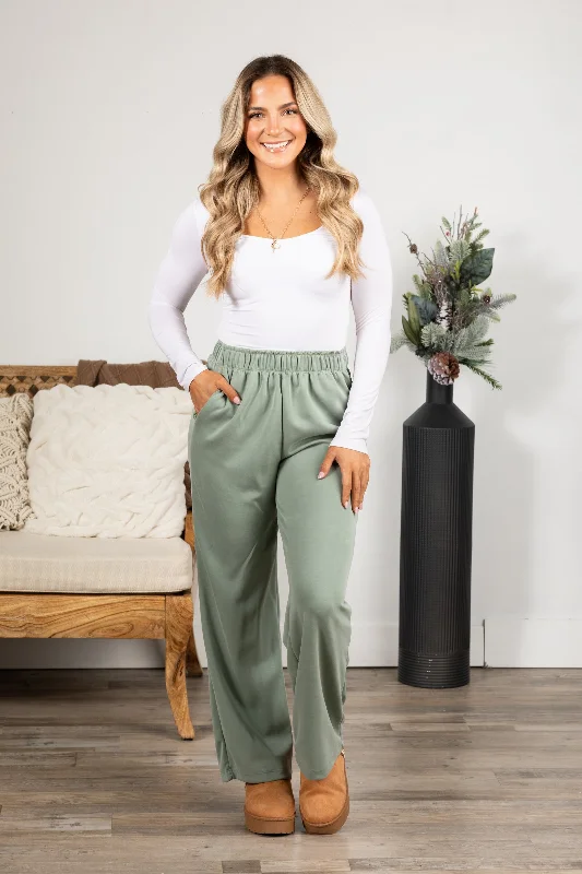 Solid Elastic Waist Pants Soft Sweatpants Style