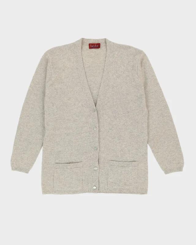 Grey Cashmere Knitted Cardigan - M Nylon Fabric Polyester Fabric Spandex Fabric