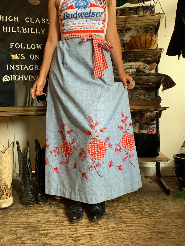 JM Towne & Co Chambray Skirt silk skirt sleek