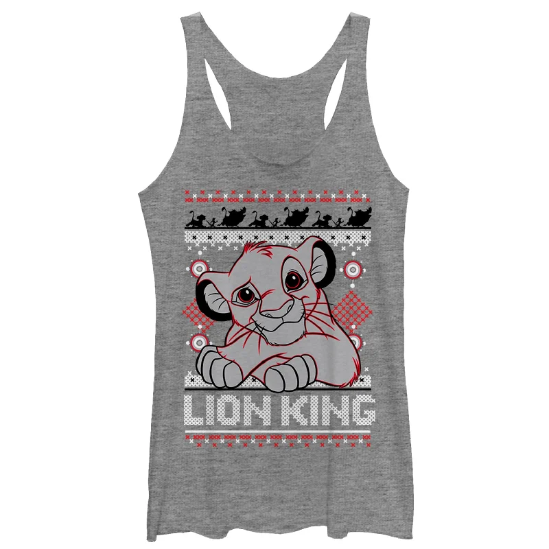 Women's Lion King Ugly Christmas Simba Racerback Tank Top scoop neck tank