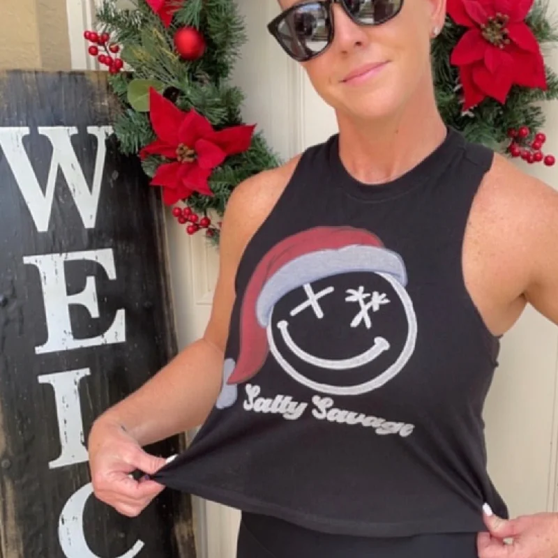 Salty Savage Ladies "Salty Santa" Flowy Racerback Crop Tank my mint tank top