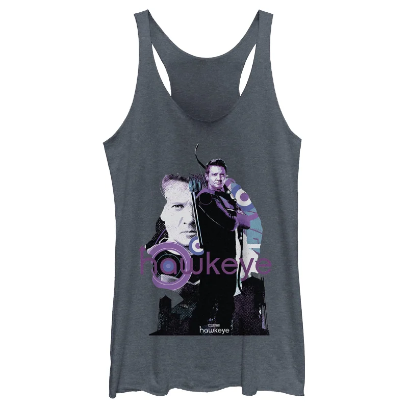 Women's Marvel Hawkeye Bow and Arrow Racerback Tank Top lace back tank
