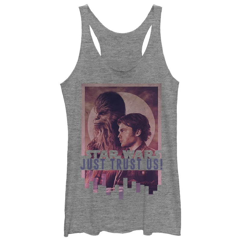 Women's Solo: A Star Wars Story Han Chewie Trust Us Racerback Tank Top breathable tank top
