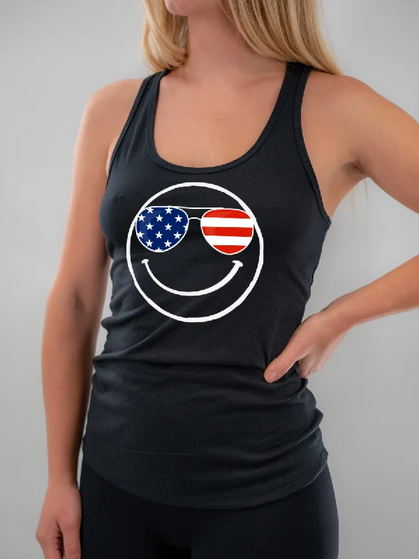 Salty Savage Ladies "MERICA" Racerback Tank striped tank top