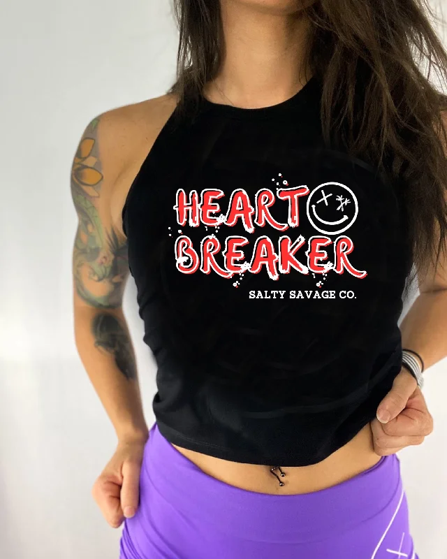 Salty Savage Ladies "HEART BREAKER" Flowy Racerback Crop Tank trendy tank top
