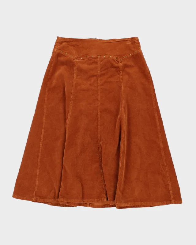 Vintage Corduroy Studded Maxi Skirt - M pleated skirt texture