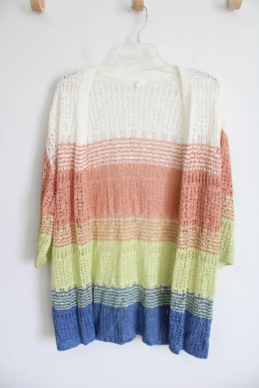 Maurices Multi-Colored Knit Cardigan | S Real Fur Shearling Chenille