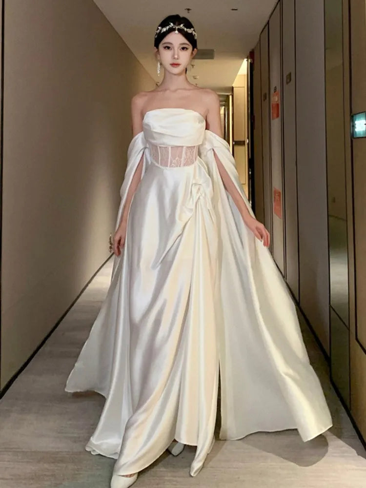 Cinessd Christmas Gift Outfit French Romantic White Wedding Dress Elegant Hollow Out Backless Evening Party Dresses Women Summer Off Shoulder Robe Mujers Tunics Trousers formal Cinessd Christmas Gift Outfit French Romantic White Wedding Dress Elegant Hollow Out Backless Evening Party Dresses Women Summer Off Shoulder Robe Mujers Tunics Trousers formal