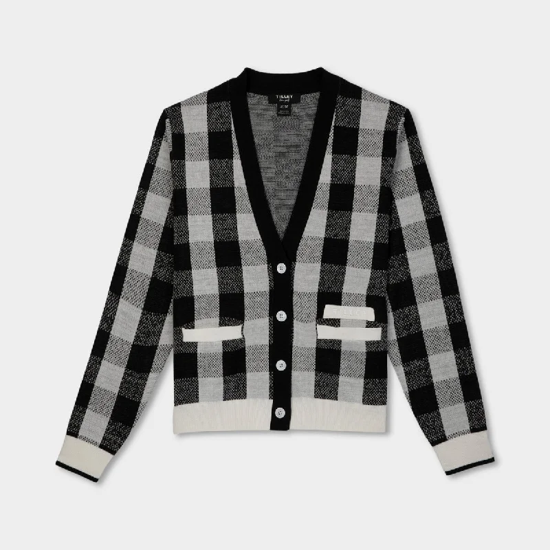 Gingham Cardigan Casual Formal Business