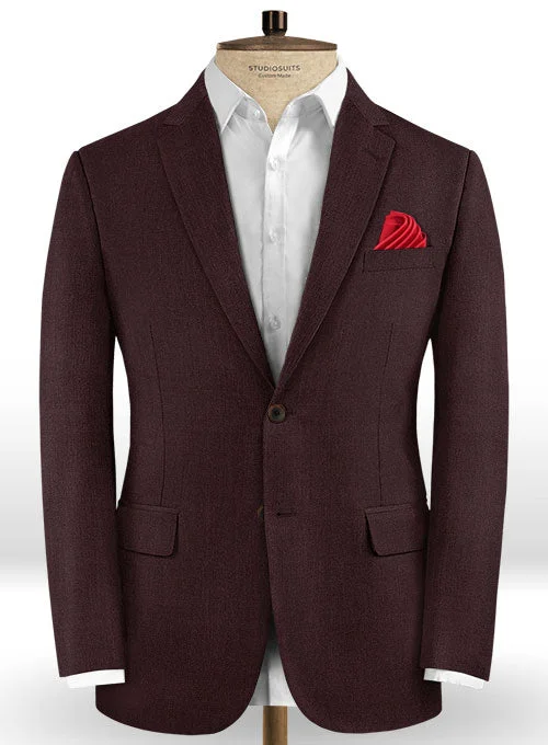 Scabal Dark Wine Wool Jacket Tailored Jacket Straight Jacket A-Line Jacket