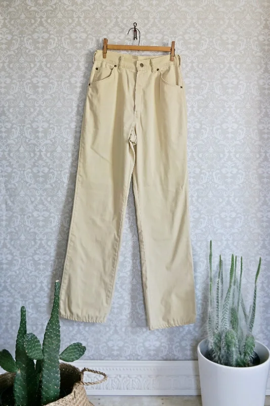 Vintage French Cream  High Rise Pants Stylish Paperbag Waist Pants