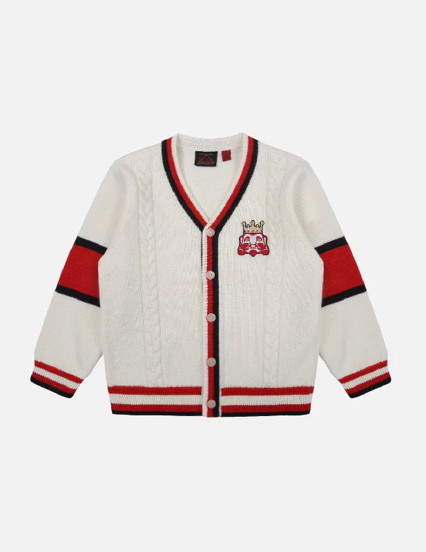 King Godhead Badge Knitted Cardigan Spandex Blend Rayon Blend Denim Blend