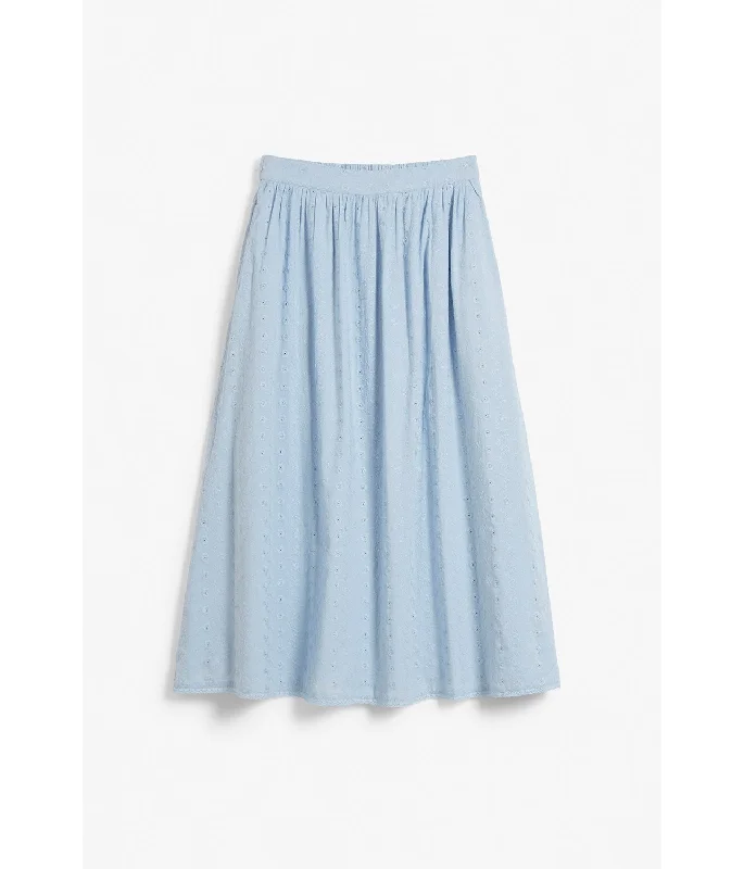 Womens light blue broderie anglaise skirt high slit skirt