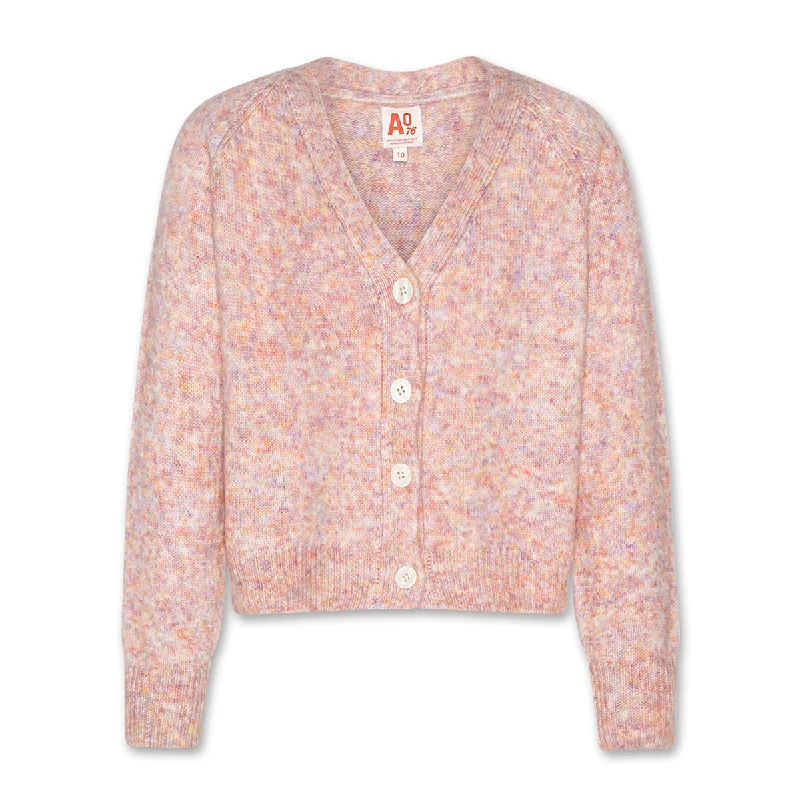 AO76 Joice Cardigan Solid Color Striped Floral Print