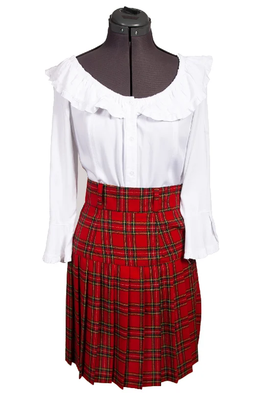 Scully Womens Red 100% Wool Tartan Plaid Skirt breathable skirt fabric