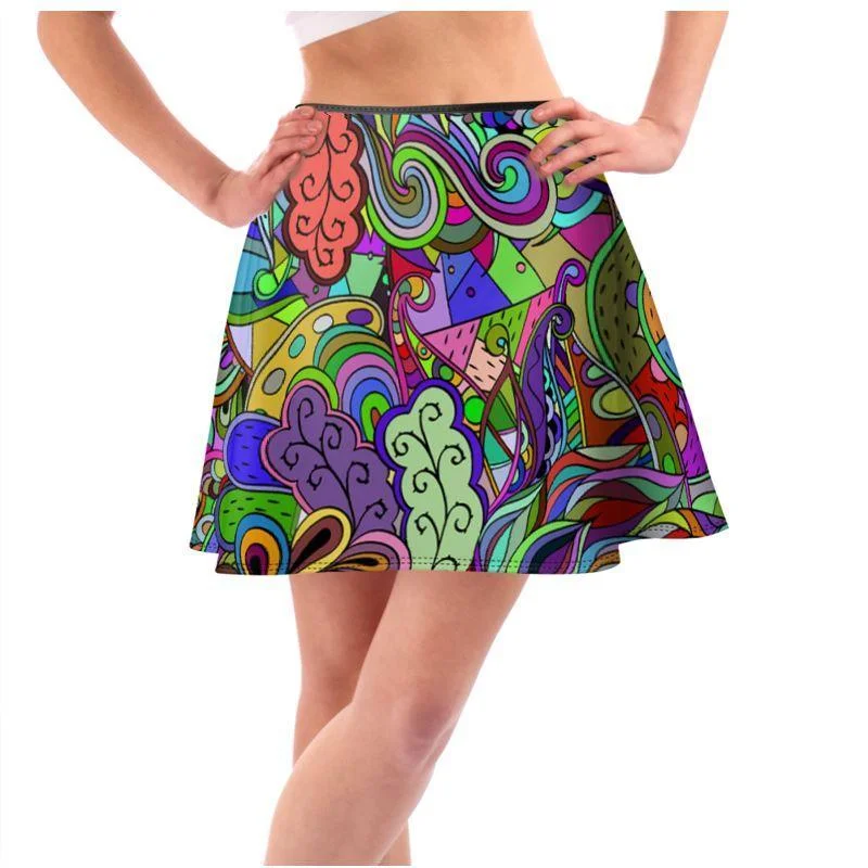 Eranas Mini Skater Skirt button skirt front