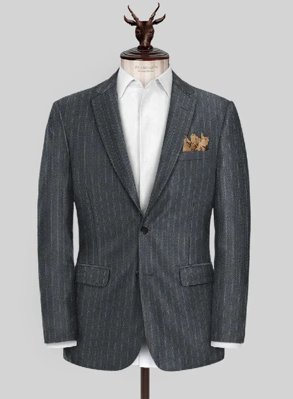 Scabal Londoner Metra Gray Wool Jacket Cardigan Sweater Pullover
