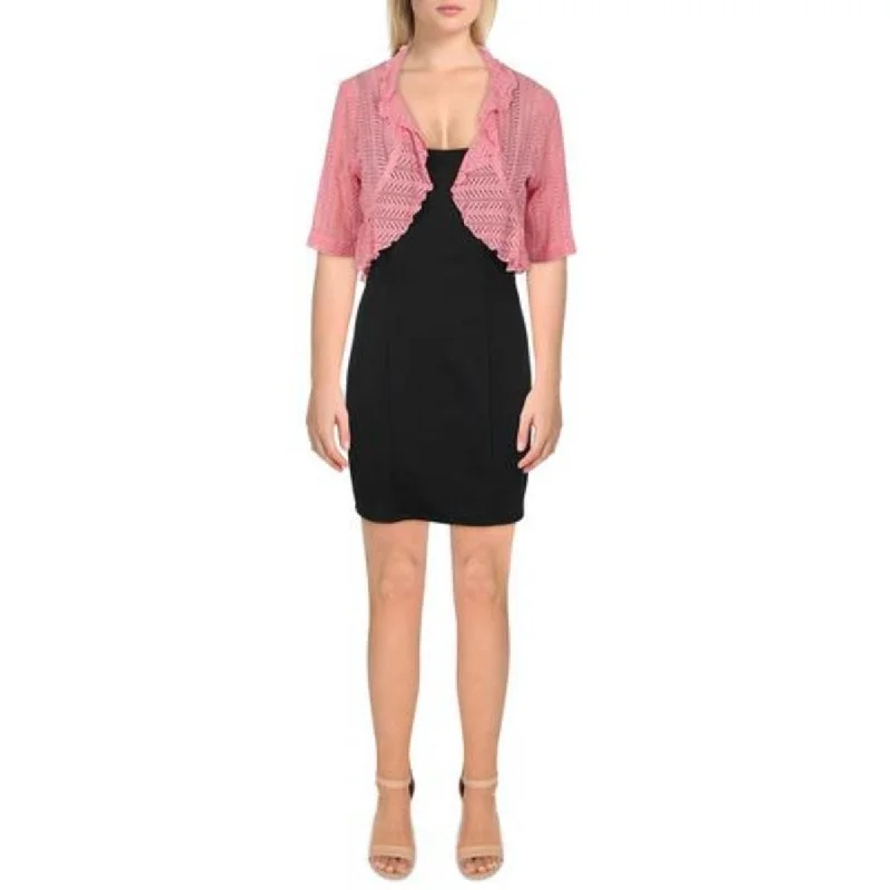 Connected Apparel Womens Plus Knit Lace Cardigan Sweater Slim Fit Regular Fit Oversized