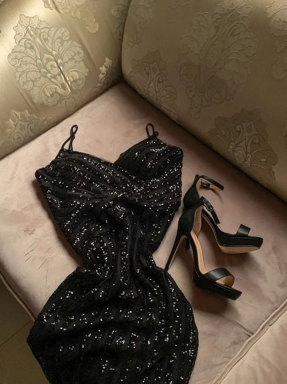 Cifeeo-back to school outfits 18th Birthday Sheath Spaghetti Straps Black Sequin Homecoming Dresses Party Dress C3154 Tunics Long Elegant Cifeeo-back to school outfits 18th Birthday Sheath Spaghetti Straps Black Sequin Homecoming Dresses Party Dress C3154 Tunics Long Elegant