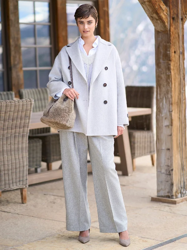 Wool Cashmere Flannel Wide Leg Pant Casual Plaid Pants