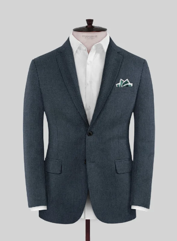 Scabal Londoner Dark Teal Wool Jacket Knit Fabric Woven Fabric Fleece Fabric