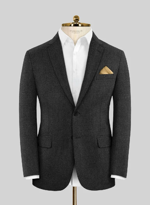 Scabal Sapphire Xelo Gray Wool Jacket Denim Fabric Leather Fabric Suede Fabric