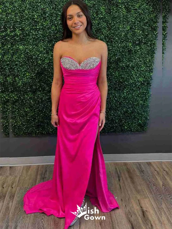 Hot Pink Strapless Sweetheart Beaded Sheath Long Party Dress Prom Dresses,Evening Dress Online, WGP895 Tunics Fleece cozy Hot Pink Strapless Sweetheart Beaded Sheath Long Party Dress Prom Dresses,Evening Dress Online, WGP895 Tunics Fleece cozy