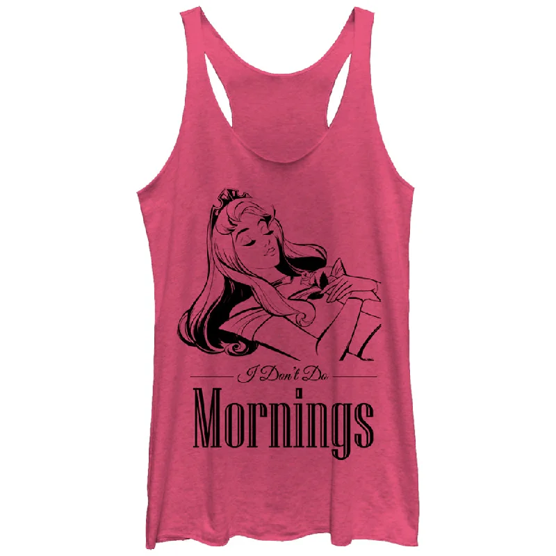 Women's Sleeping Beauty Aurora Don't Do Mornings Racerback Tank Top white tank top