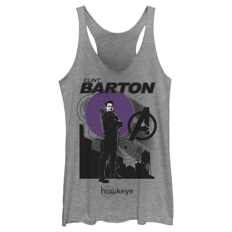 Women's Marvel Hawkeye Clint Barton Portrait Racerback Tank Top tie dye tank