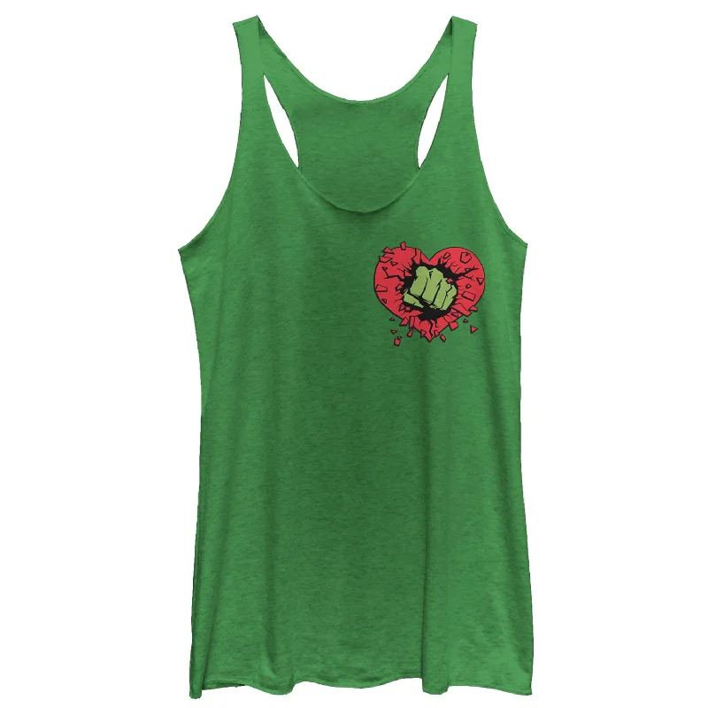Women's Marvel Valentine's Day Hulk Heart Smash Racerback Tank Top neon tank top