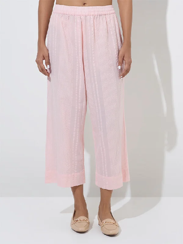 Zuba Pink Ethnic Pants Trendy High-Waist Trousers