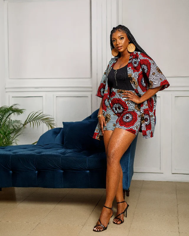 African Print Inyeye Kimono & Pant Set Elegant Palazzo Trousers