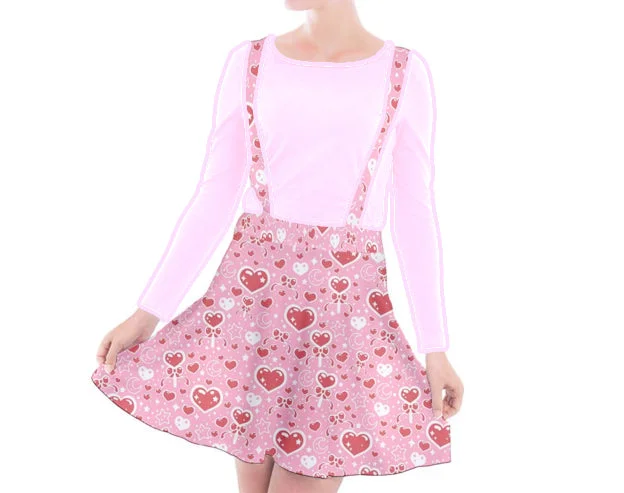 Sweet Feelings pink suspender skater skirt [made to order] asymmetrical skirt cut