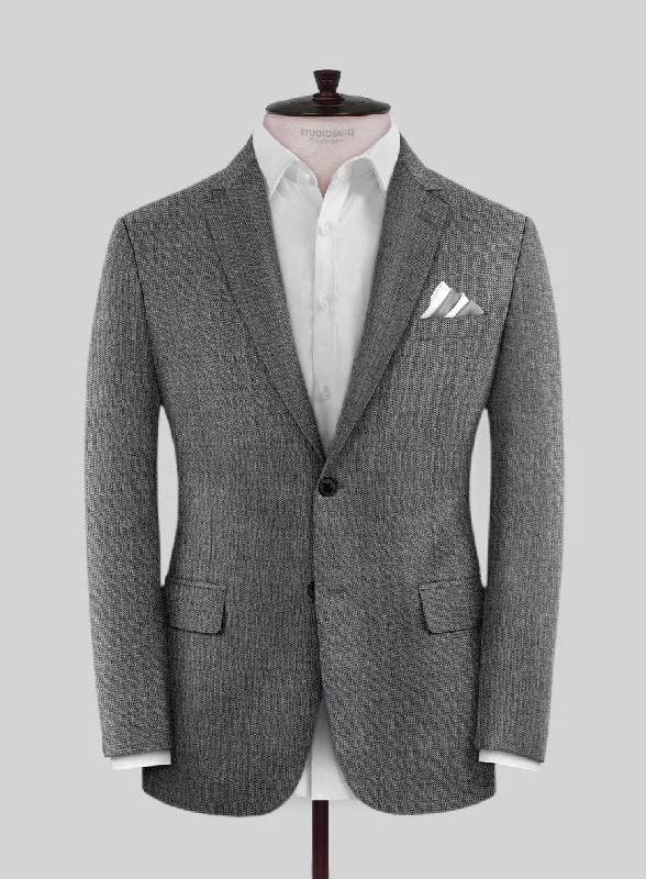 Scabal Tornado Twill Gray Blue Wool Jacket Knit Jacket Woven Jacket Fleece Jacket