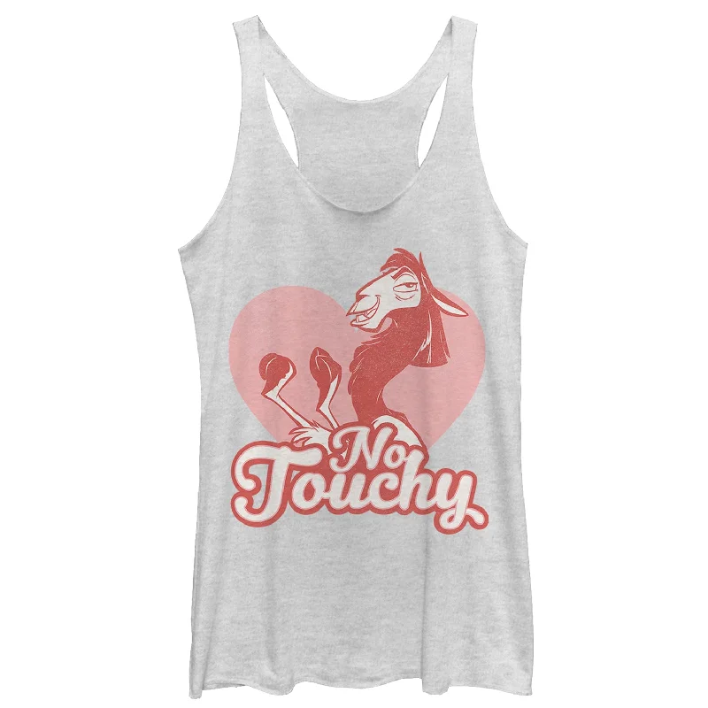Women's The Emperor's New Groove Valentine Kuzco No Touchy Racerback Tank Top fitted tank top