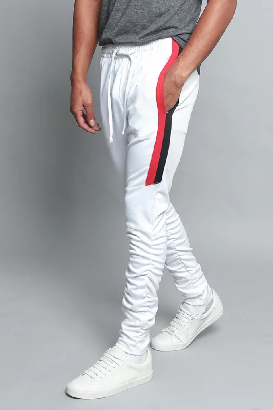 Scrunched Bungee Double Striped Track Pants Classic Pleated Pants