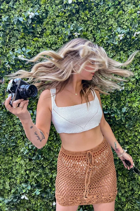 Carried Away Cafe Crochet Skirt maxi skirt elegant