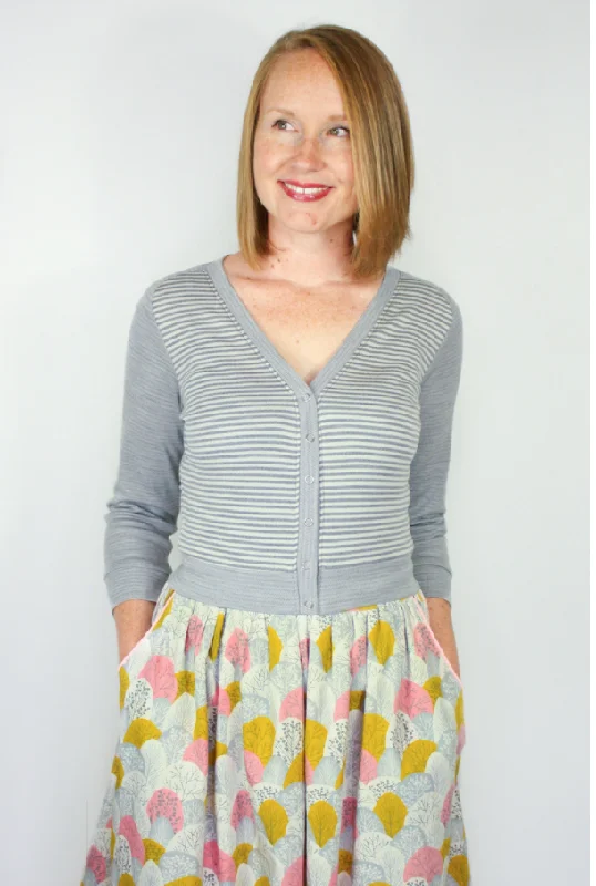 Jennifer Lauren Handmade Juniper Cardigan Spandex Blend Rayon Blend Denim Blend